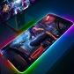 Eco-friendly Cyberpunk 2077 Glowing RGB LED Mouse Pad 4mm Thickness for Gaming Keyboard USB Anti-slip Rubber Base Desk Mat